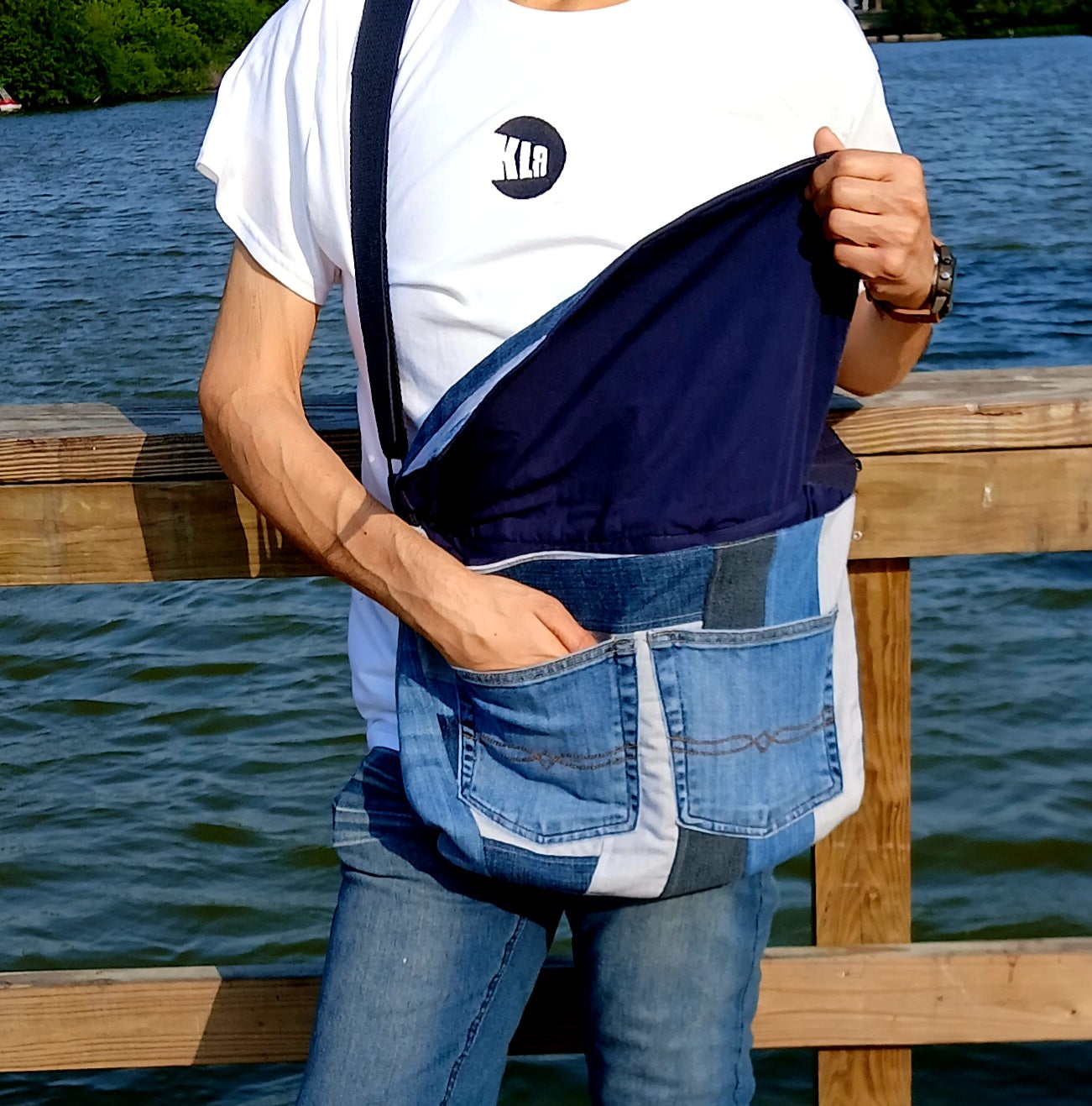 Blue Crossbody Bag in Denim