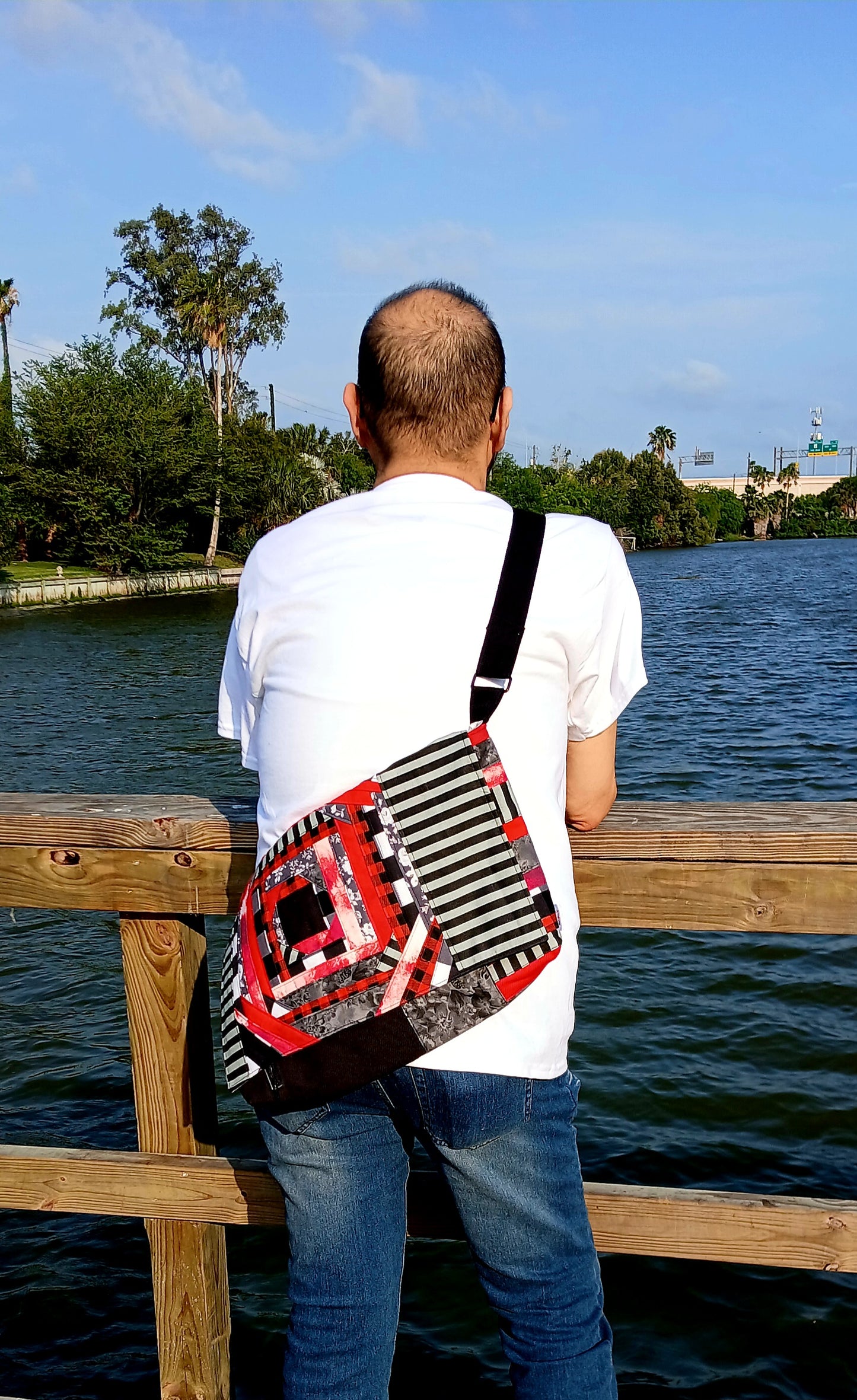 Black and Red Scrap Large Crossbody