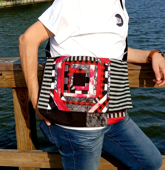 Black and Red Scrap Large Crossbody