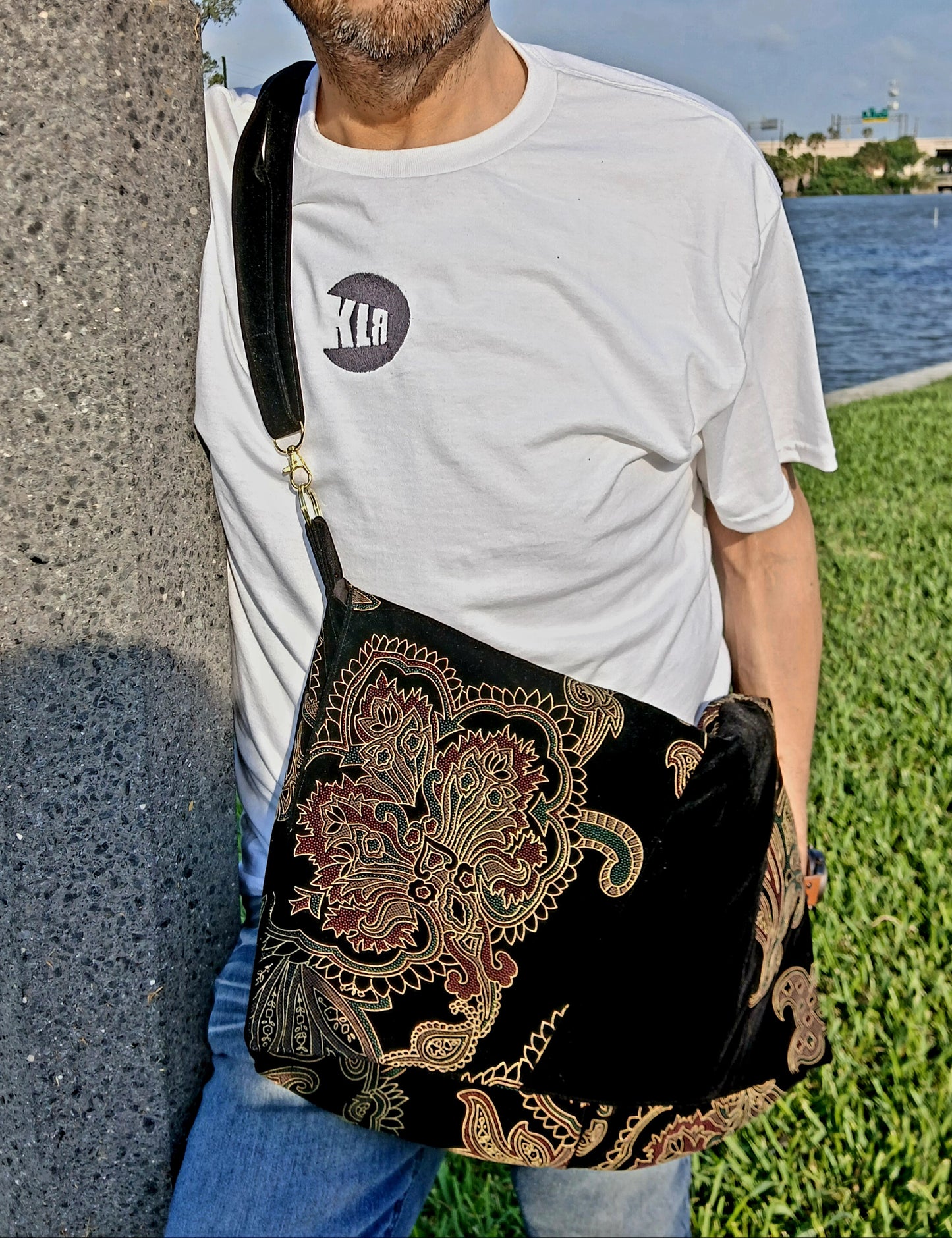 Black and Gold Large Crossbody