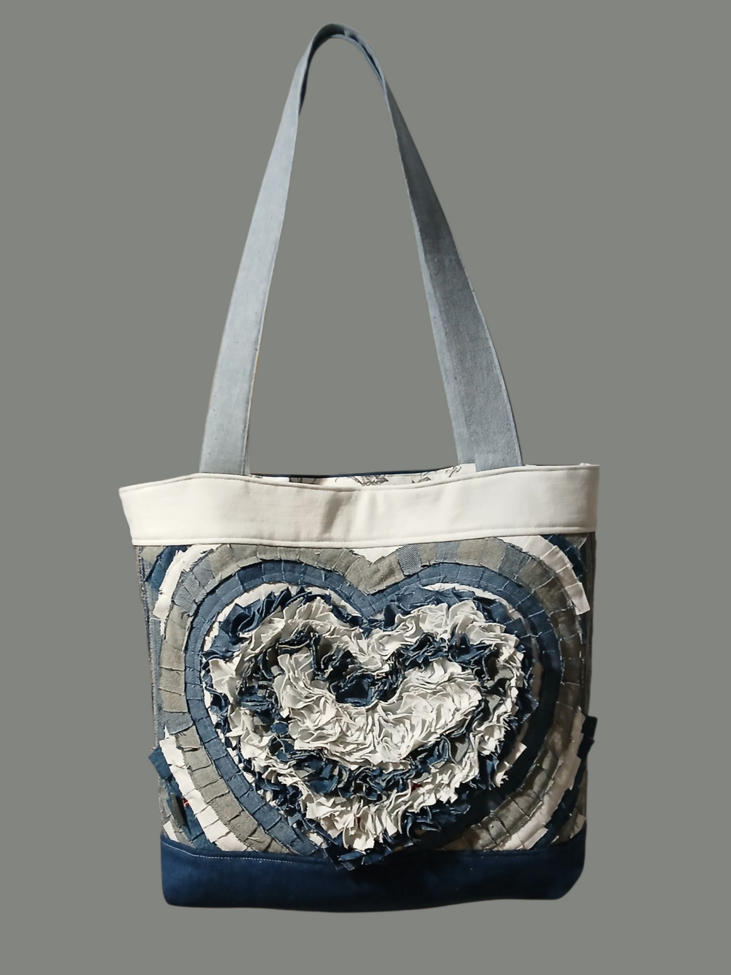 Denim Upcycled Heart Shape Tote Bag
