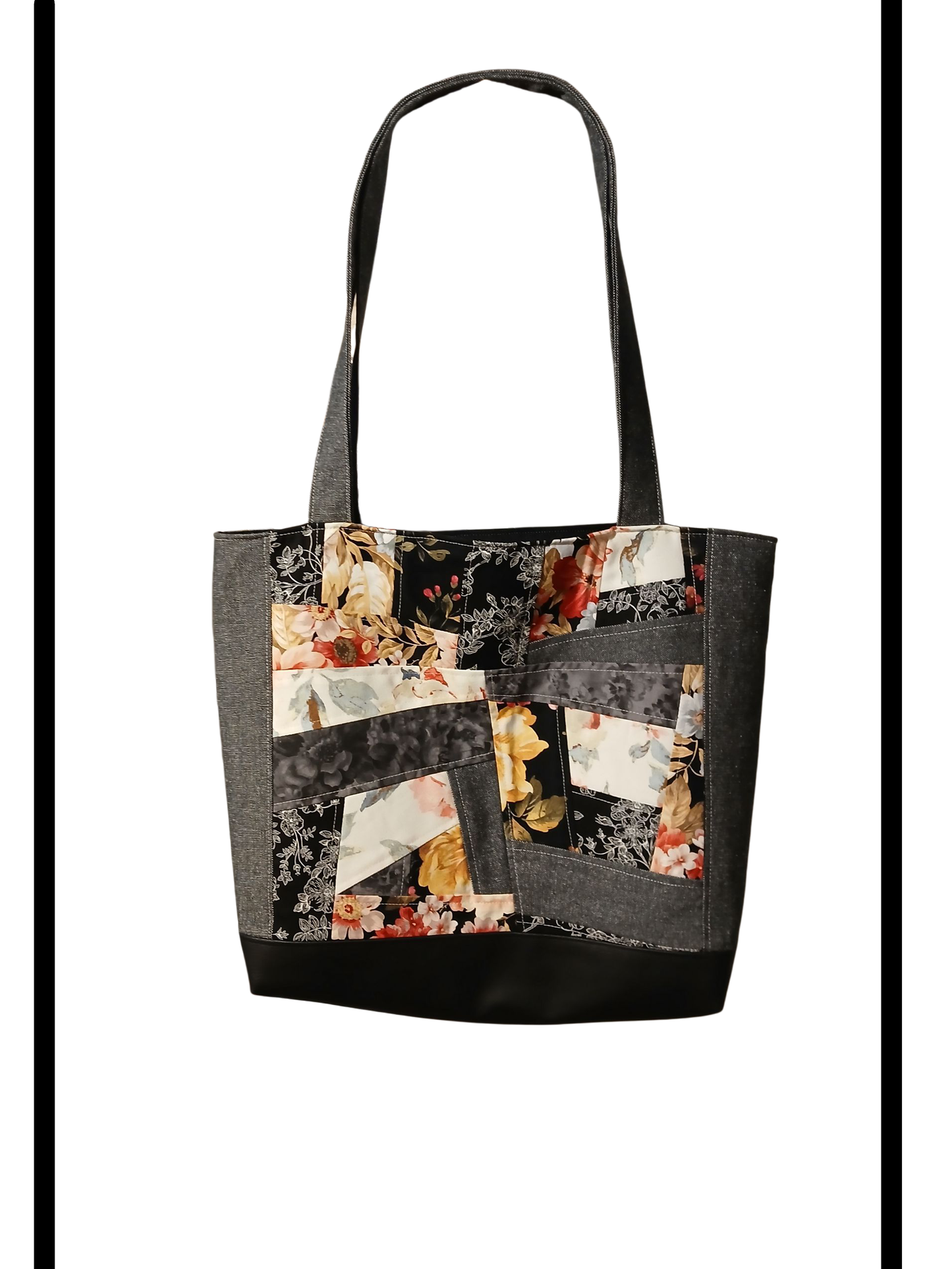 Grey Mixed Floral Tote Bag