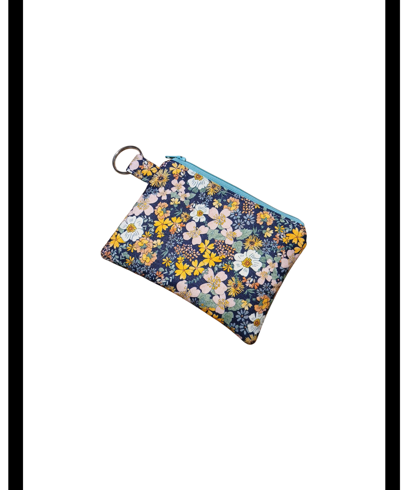 Zipper Key Chain Pouch-Green Floral