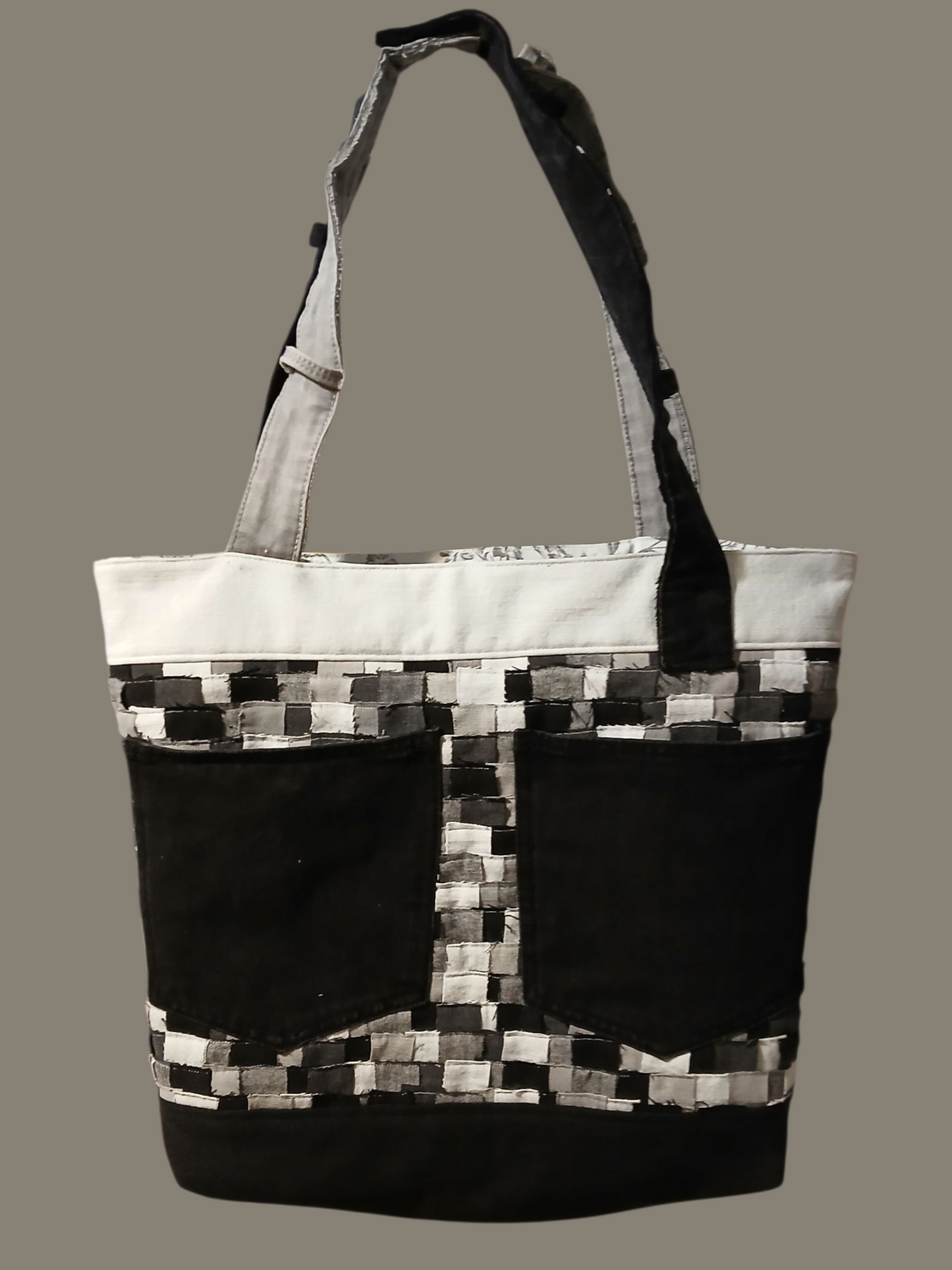 Denim Grayscale Upcycle Tote Bag