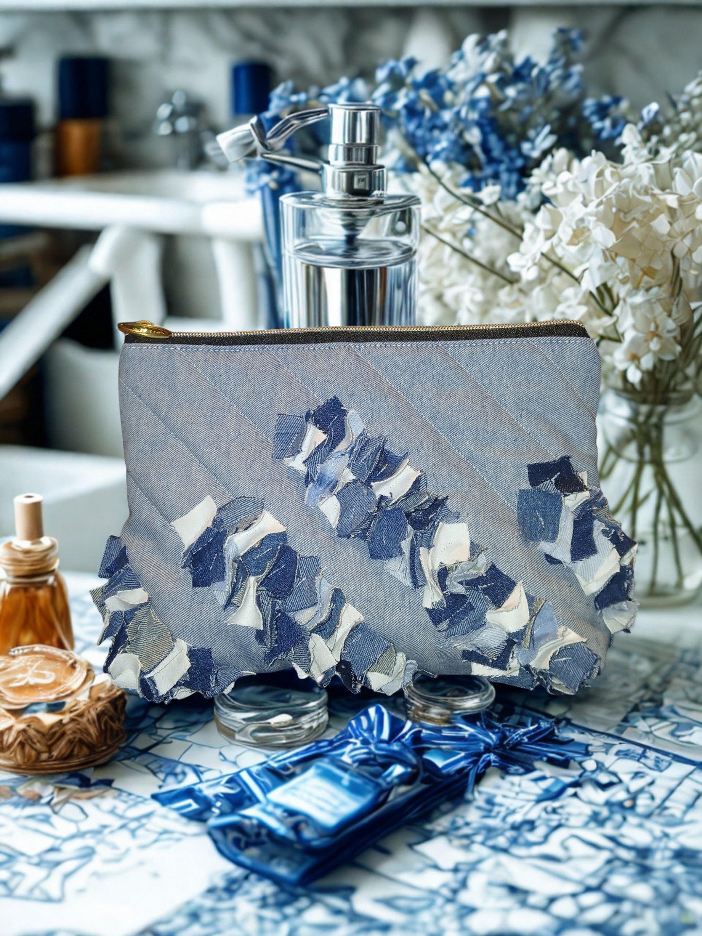 Absolutely new-Large Denim Makeup Bag