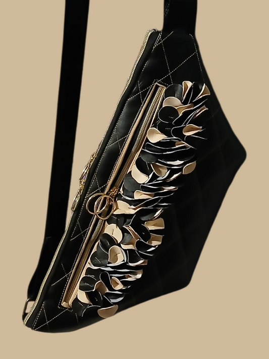Absolutely New-Black Sling bag with tan accents
