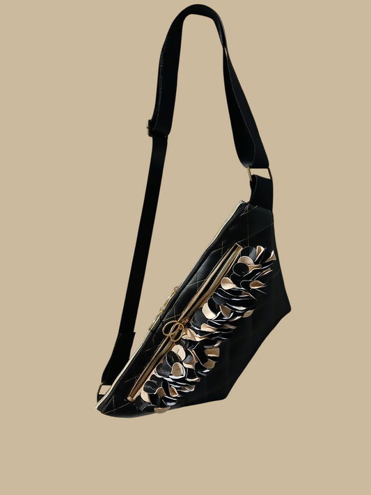 Absolutely New-Black Sling bag with tan accents