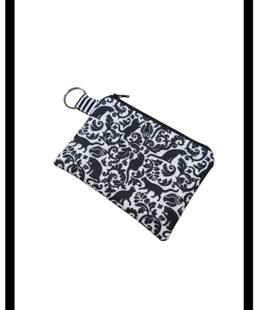Zipper Key Chain Bag "Cats in the Garden"