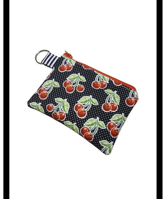 Zipper Key Chain Pouch -Cherries