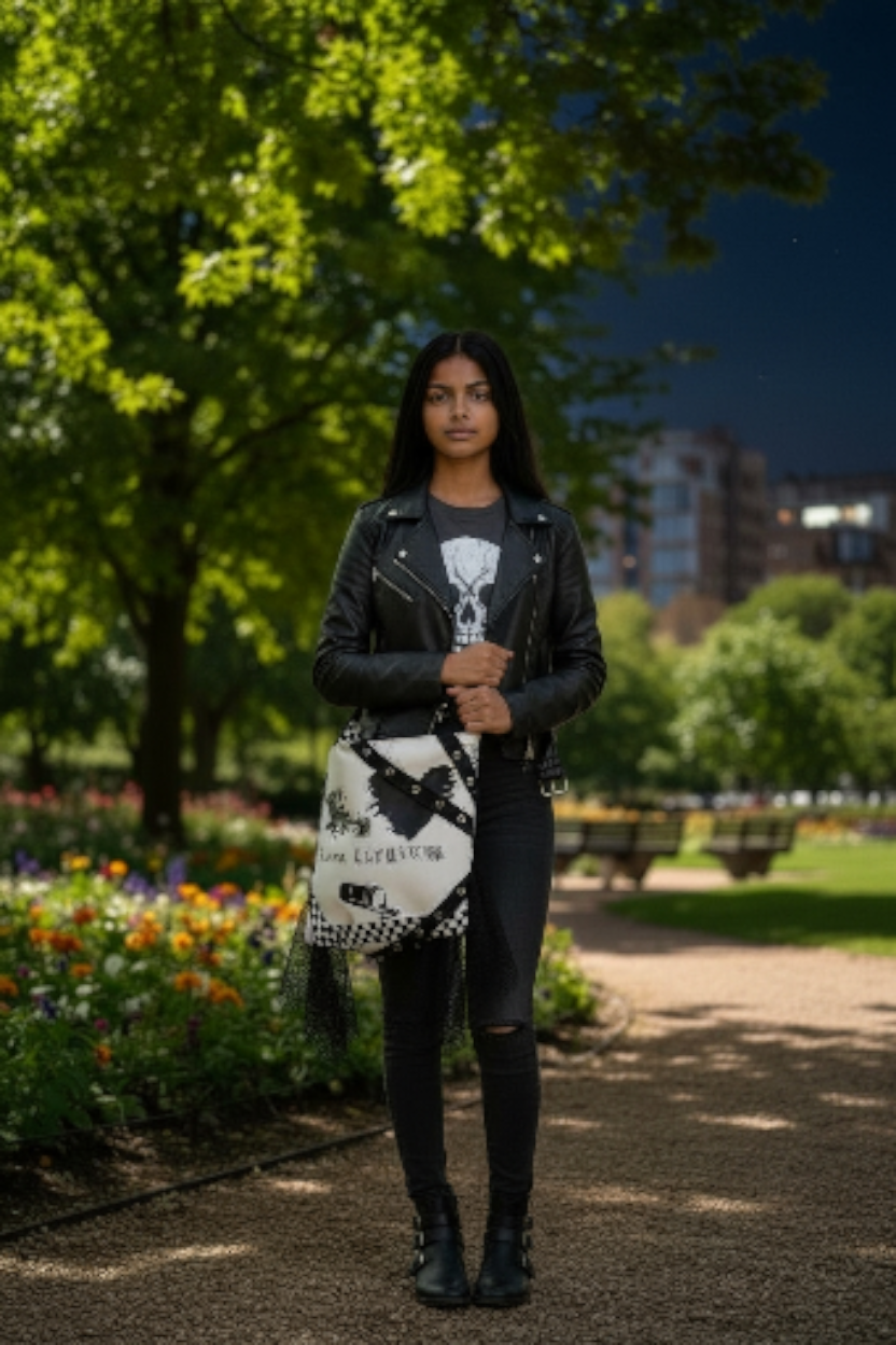 Absolutely New-Lara Lithium White and Black Crossbody Tote