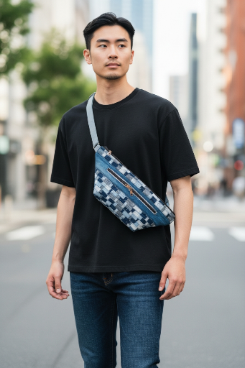 Absolutely New-Denim Upcycle Blue Sling bag