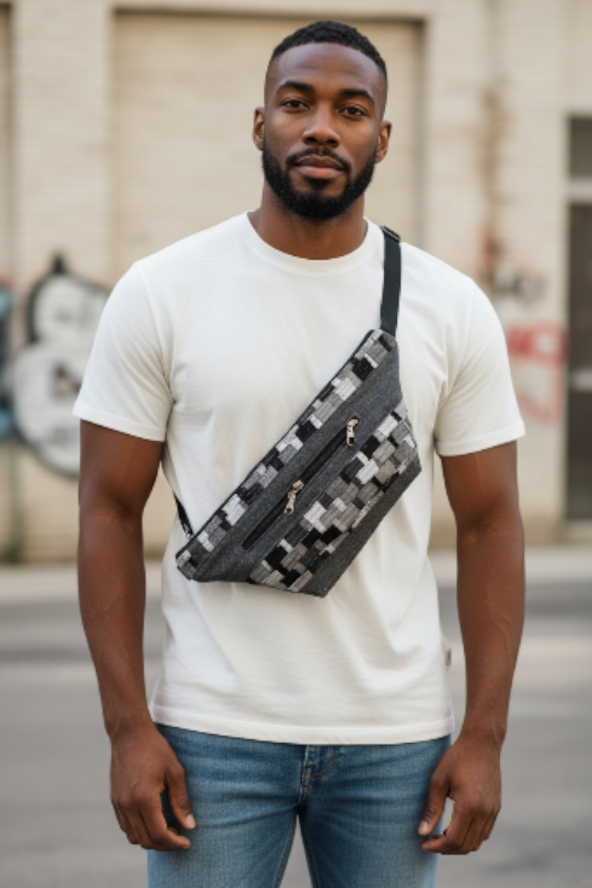 Absolutely New-Denim Upcycle Grey Scale Sling bag