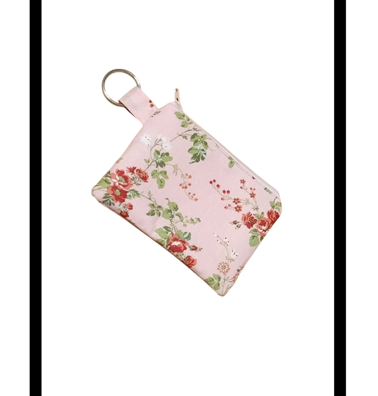 Zipper Keychain Pouch-Pink Floral