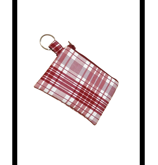 Zipper Keychain Pouch-Plaid Cranberry