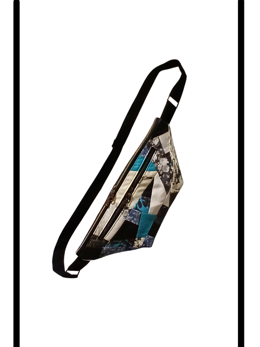 1-Sling Bag Mixed Print Teal and White