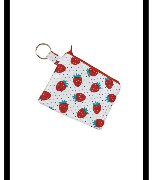 Zipper Keychain Pouch-Strawberries